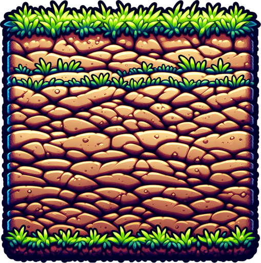 DIRT WITH GRASS ON THE TOP AND BOTTOM TEXTURE.
Single Game Texture. In-Game asset. 2d. Blank background. High contrast. No shadows. Fits the screen.