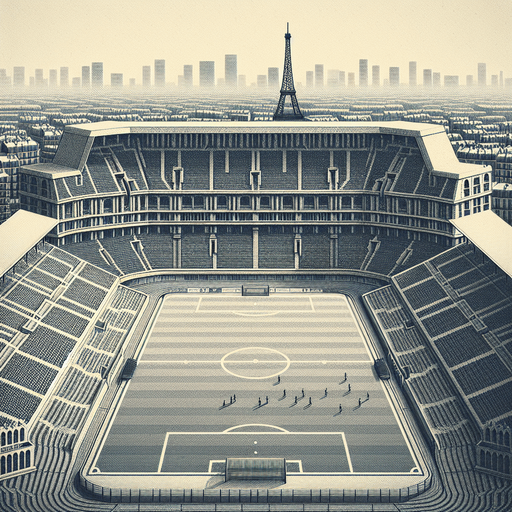 Stade de foot à Paris.
Single Game Texture. In-Game asset. 2d. Blank background. High contrast. No shadows.