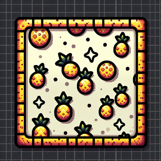 Pizza à l'ananas.
Single Game Texture. In-Game asset. 2d. Blank background. High contrast. No shadows.