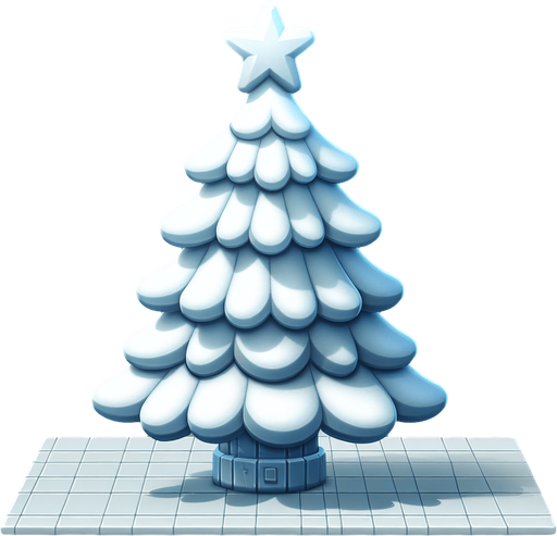 a christmas tree. plastic style. Single Game Texture. In-Game asset. 2d. Blank background. High contrast. No shadows.