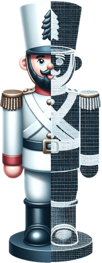 A christmas Toy Soldier. Plastic style Single Game Texture. In-Game asset. 2d. Blank background. High contrast. No shadows.