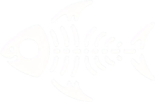 Very minimalist skeleton of a fish with a fin and cute shark head...
2d. Black background. High contrast. No shadows.