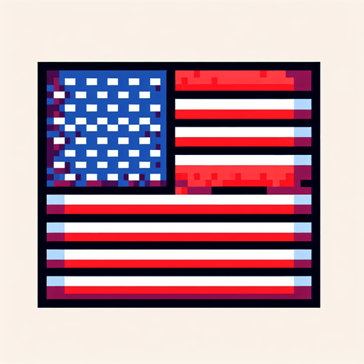 american flag. 8-bit. cartoon..
Single Game Texture. In-Game asset. 2d. Blank background. High contrast. No shadows.