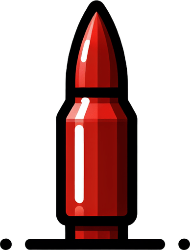 Red bullet facing towards the bottom of the game.
Single Game Texture. In-Game asset. 2d. Blank background. High contrast. No shadows.