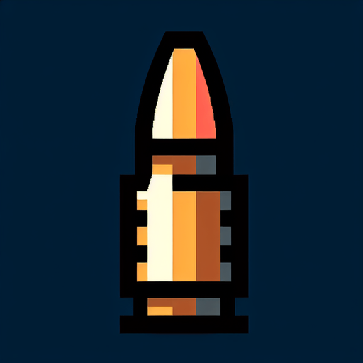 Bullet.
Single Game Texture. In-Game asset. 2d. Blank background. High contrast. No shadows.