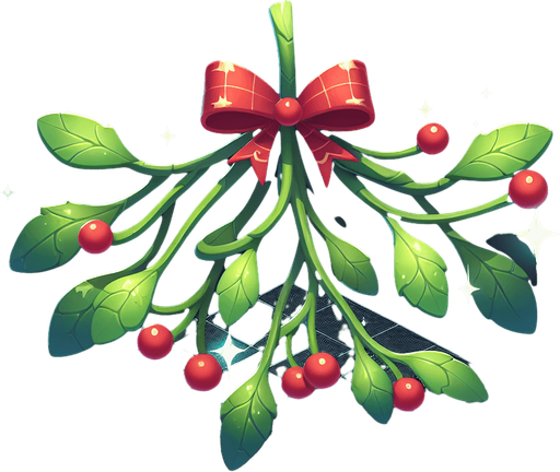 2d christmas magical mistletoe Single Game Texture. In-Game asset. 2d. Blank background. High contrast. No shadows.