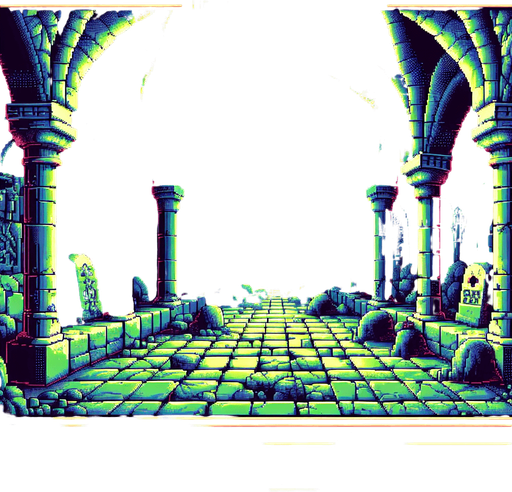 evil enchanted dark catacombs background, 1st person perspective, I want the art style to reflect a classic 16-bit retro pixel art aesthetic, reminiscent of early 1990s RPGs with vibrant colors.
Single Game Texture. In-Game asset. 2d. Blank background. High contrast. No shadows.