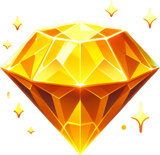 Magic Yellow Diamond Gem.
Single Game Texture. In-Game asset. 2d. Blank background. High contrast. No shadows.