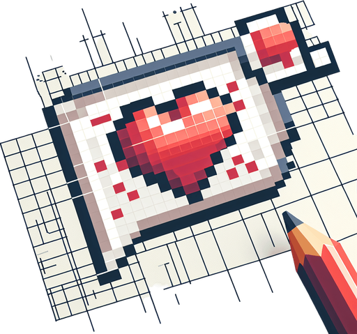 pixel art heart speech bubble.
Single Game Texture. In-Game asset. 2d. Blank background.