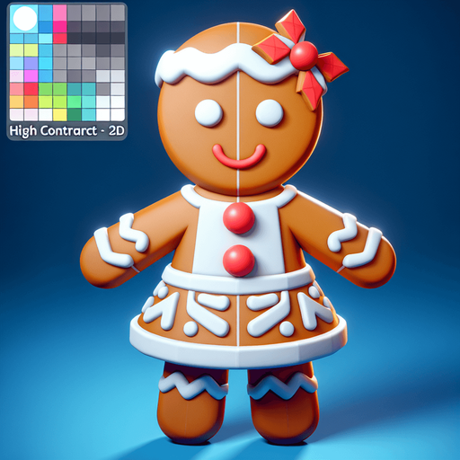 a christmas gingerbread girl. plastic style. Single Game Texture. In-Game asset. 2d. Blank background. High contrast. No shadows.