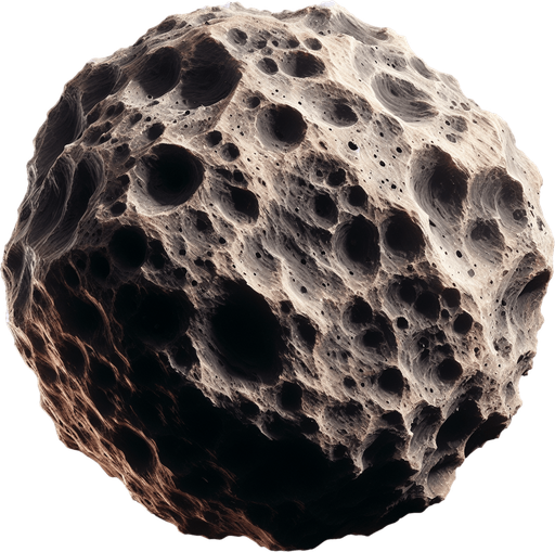 asteroid.
Single Game Texture. In-Game asset. 2d. Blank background. High contrast. No shadows.