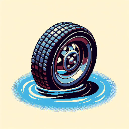 8 bit. cartoon. old car tire. floating in the water.  in game asset. no background. Single Game Texture. In-Game asset. 2d. Blank background. High contrast. No shadows.