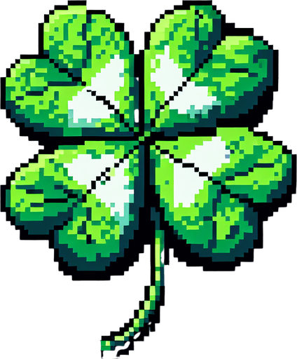 pixel art of a 4 leaf clover.