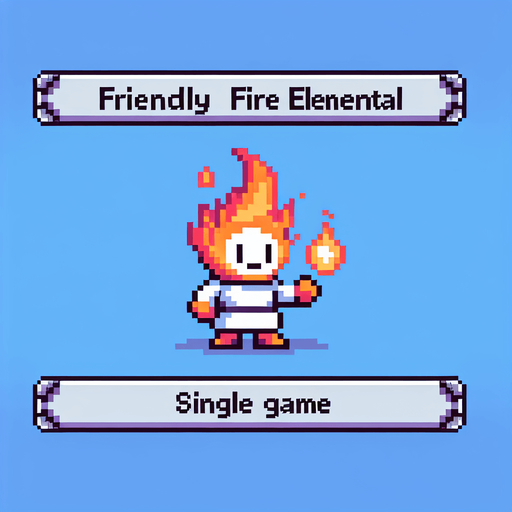 a friendly fire elemental, I want the art style to reflect a classic 16-bit retro pixel art aesthetic, reminiscent of early 1990s RPGs.
Single Game Texture. In-Game asset. 2d. Blank background. High contrast. No shadows.