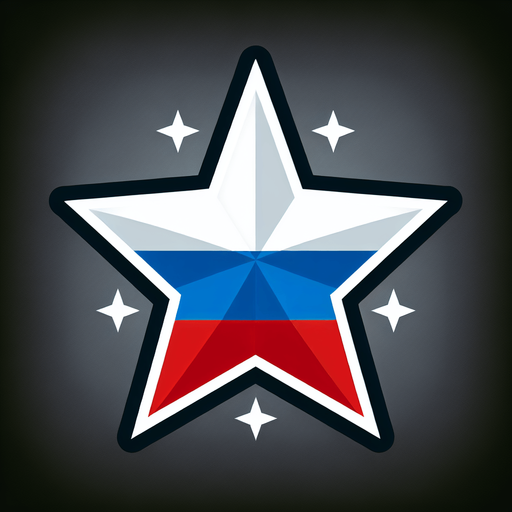 star in colors of russian flag, 2d game.
Single Game Texture. In-Game asset. 2d. Blank background. High contrast. No shadows.