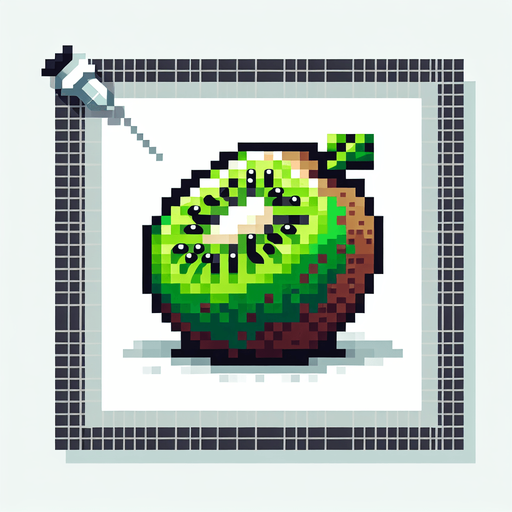 Pixel art of a kiwi fruit.
Single Game Texture. In-Game asset. 2d. Blank background. High contrast. No shadows.