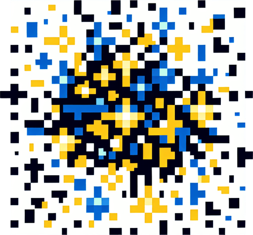 Pixelart. An icon of a a swarm of small yellow and blue stars..
Single Game Texture. In-Game asset. 2d. Blank background. High contrast. No shadows.