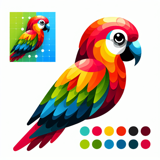 a parrot.
Single Game Texture. In-Game asset. 2d. Blank background. High contrast. No shadows.