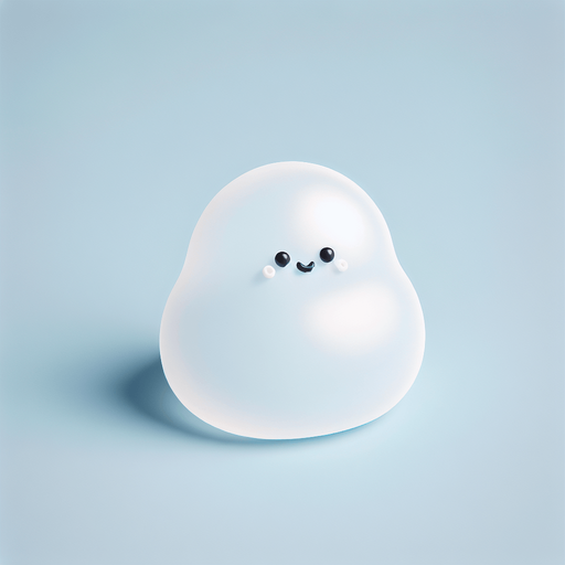 minimal white translucid blob character (like in blobby volley)...