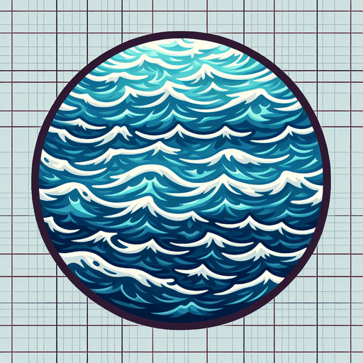 ocean surface overhead view.
Single Game Texture. In-Game asset. 2d. Blank background. High contrast. No shadows.