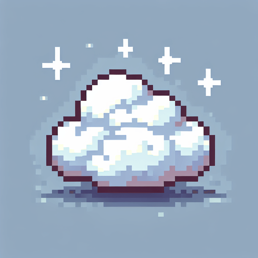 pixelart. A beautiful small puffy white cloud..
Single Game Texture. In-Game asset. 2d. Blank background. High contrast. No shadows.