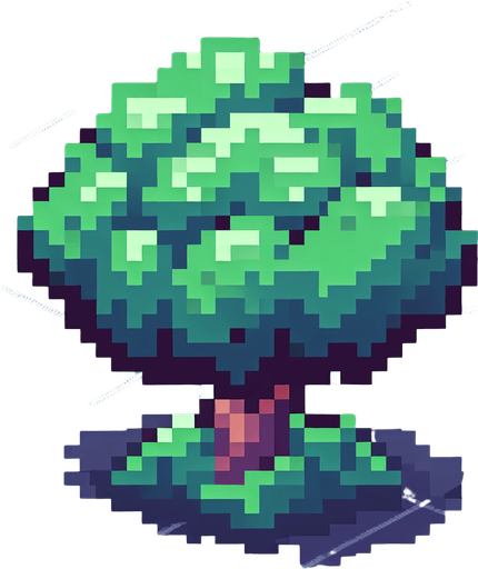 pixel art of a bush..
Single Game Texture. In-Game asset. 2d. Blank background. High contrast. No shadows.