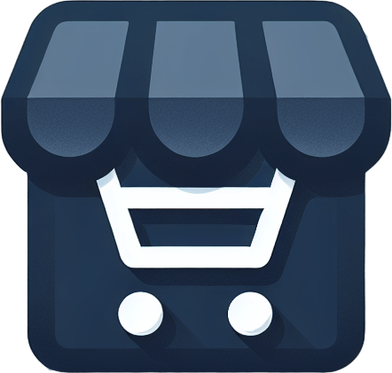 shop icon.
Single Game Texture. In-Game asset. 2d. Blank background. High contrast. No shadows.