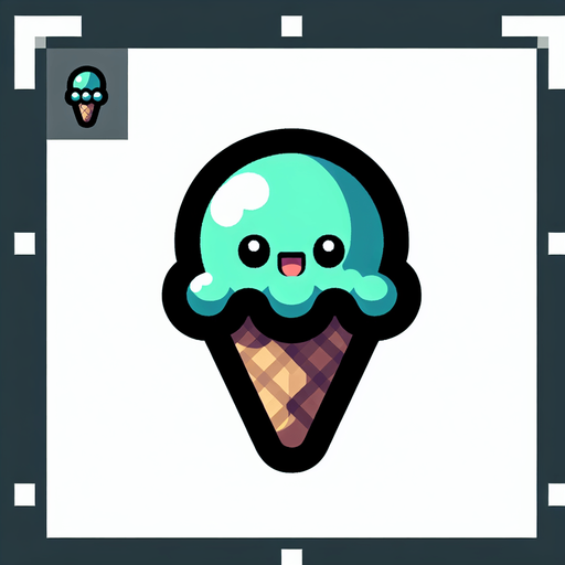 Chibi style pine tree ice cream turquoise Single Game Texture. In-Game asset. 2d. Blank background. High contrast. No shadows. Single Game Texture. In-Game asset. 2d. Blank background. High contrast. No shadows.