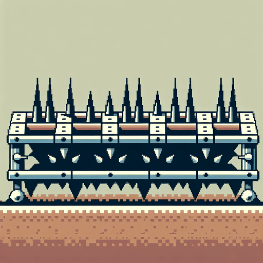 Horizontal bar with spikes. Trap. 2d..
Single Game Texture. In-Game asset. 2d. Blank background. High contrast. No shadows.