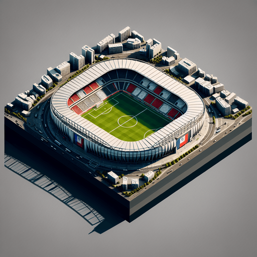 Stade de foot à Paris.
Single Game Texture. In-Game asset. 2d. Blank background. High contrast. No shadows.