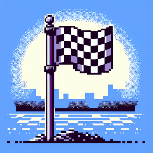 Finish flag.
Retro gaming style