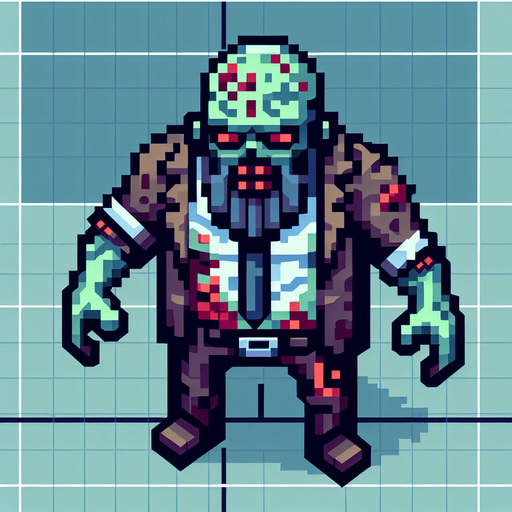 2d top down zombie boss.
Single Game Texture. In-Game asset. 2d. no background. High contrast. No shadows.