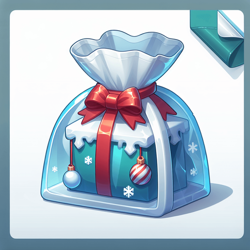 a christmas gifts bag. plastic style. Single Game Texture. In-Game asset. 2d. Blank background. High contrast. No shadows.