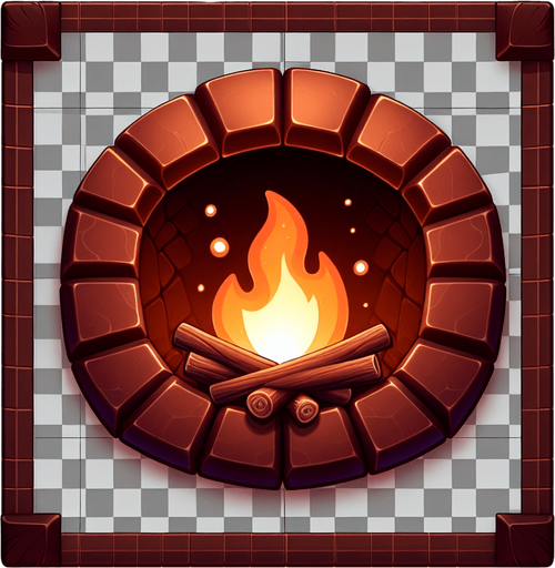 a chocolate hearth.
Single Game Texture. In-Game asset. 2d. Blank background. High contrast. No shadows.