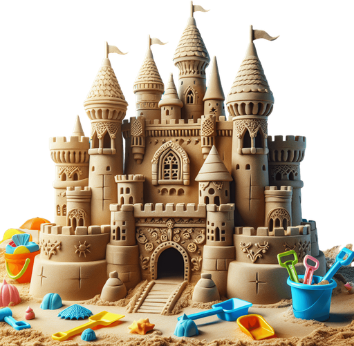 Un château de sable pour enfant.
Image coloré