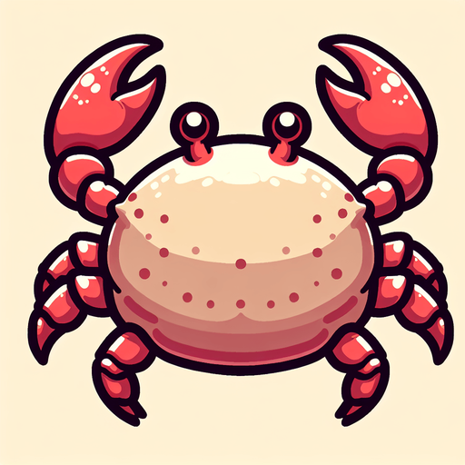 create a cartoon-style illustration of a crab from the back.
Single Game Texture. In-Game asset. 2d. Blank background. High contrast. No shadows.