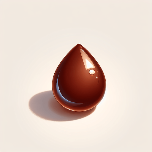 Coffee droplet..
Single Game Texture. In-Game asset. 2d. Blank background. High contrast. Shadows at the bottom.