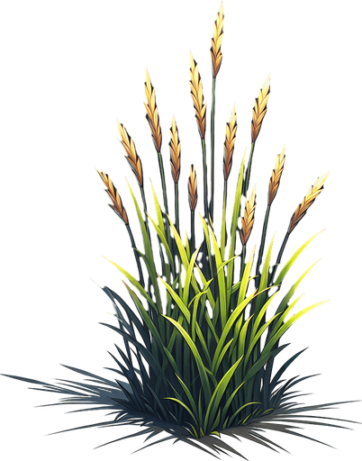 a tall thin bunch of grass.
Single Game Texture. In-Game asset. 2d. Blank background.  No shadows.