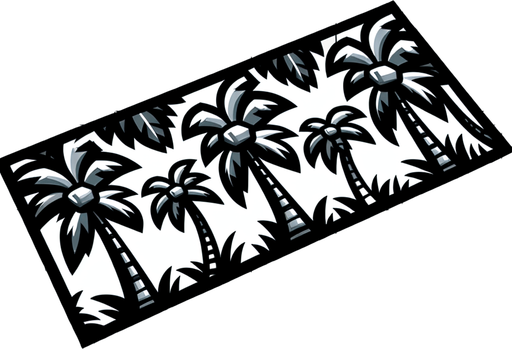 Palmtrees line. Cartoon. Single Game Texture. In-Game asset. 2d. Blank background. High contrast. No shadows..
Single Game Texture. In-Game asset. 2d. Blank background. High contrast. No shadows.