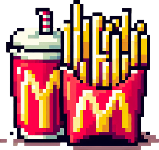 macdonalds fries but with the M letter rotated so it looks like a 3. pixelated. 8 bit.
Single Game Texture. In-Game asset. 2d. Blank background. High contrast. No shadows.