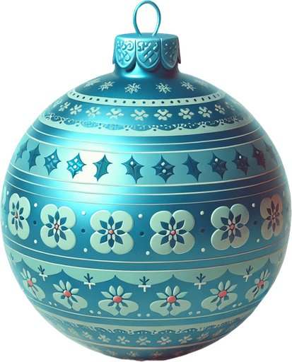 a christmas blue decorated ball. plastic style. Single Game Texture. In-Game asset. 2d. Blank background. High contrast. No shadows.