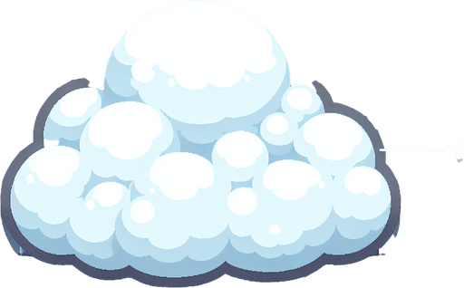 fluffy cloud.
Single Game Texture. In-Game asset. 2d. Blank background. High contrast. No shadows.