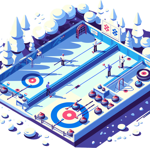 game background. In-Game asset. 2d. vector illustration. High contrast. No shadows. top-down. winter curling Olympics