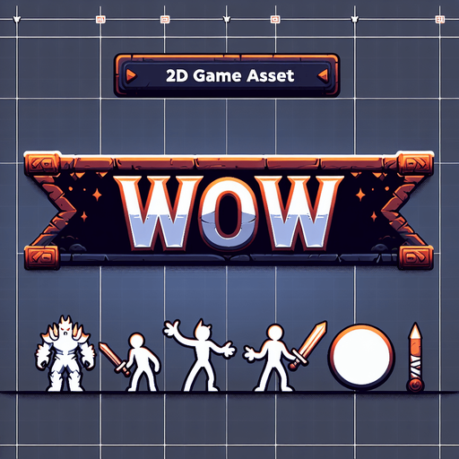 a banner displaying the text WOW
Single Game Texture. In-Game asset. 2d. Blank background. High contrast. No shadows.