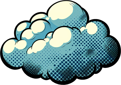 A cloud in a comic style Single Game Texture. In-Game asset. 2d. Blank background. High contrast. No shadows.