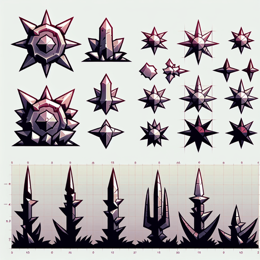 spikes.
Single Game Texture. In-Game asset. 2d. Blank background. High contrast. No shadows.