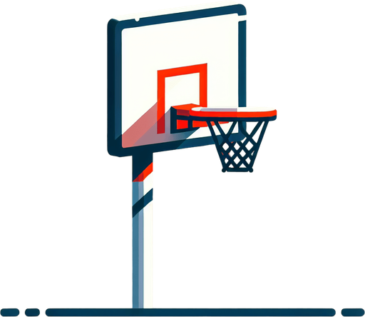 a basket hoop by profile.
Single Game Texture. In-Game asset. 2d. Blank background. High contrast. No shadows.