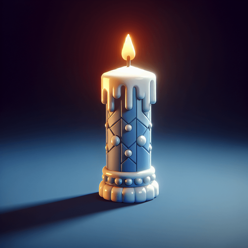 a christmas candle. plastic style. Single Game Texture. In-Game asset. 2d. Blank background. High contrast. No shadows.