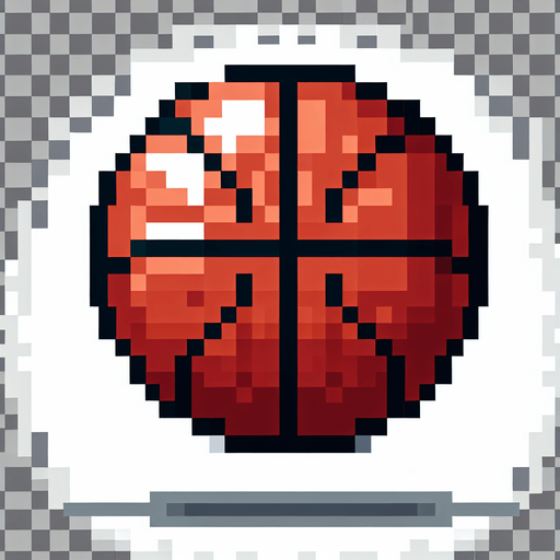 8-Bit basketball. No lighting is present on the ball. The lighting does not affect the look of the ball..
Single Game Texture. In-Game asset. 2d. Transparent background. High contrast. No shadows.