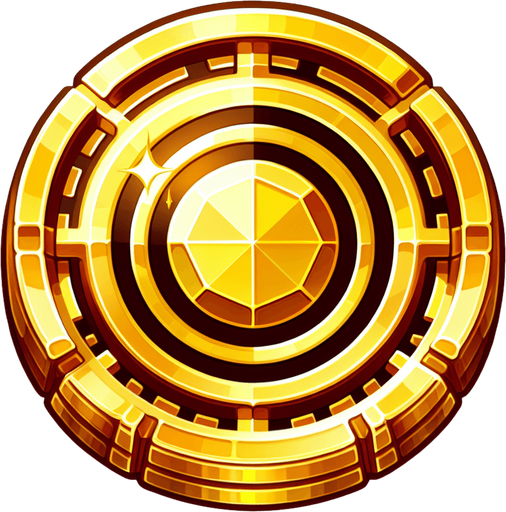 gold coin.
Single Game Texture. In-Game asset. 2d. Blank background. High contrast. No shadows.